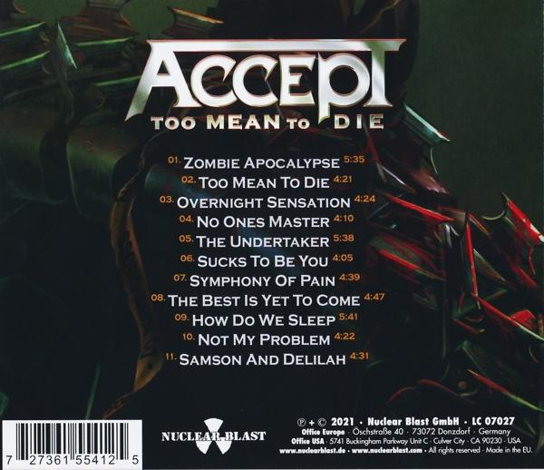 Accept - Too Mean To Die - CD