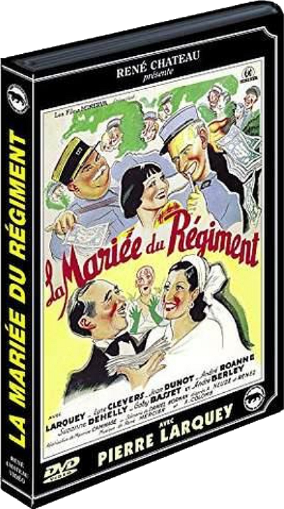 DVD-hoes voor de film La Mariée du Régiment. Een tekening van een huwelijksscène staat op de cover.