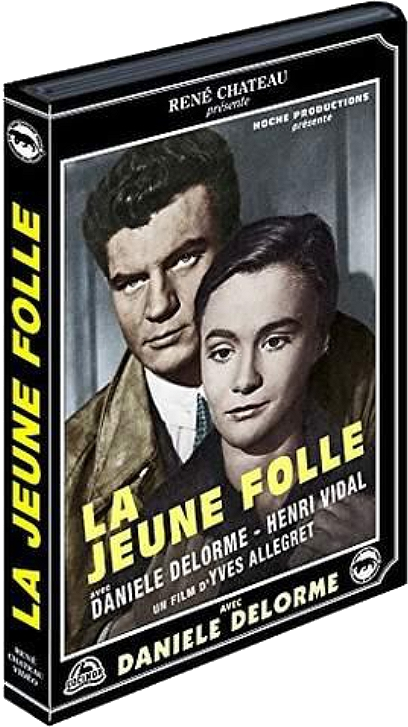 Couverture DVD du film 'La Jeune Folle'. Deux personnes sur une affiche. Design noir et blanc.