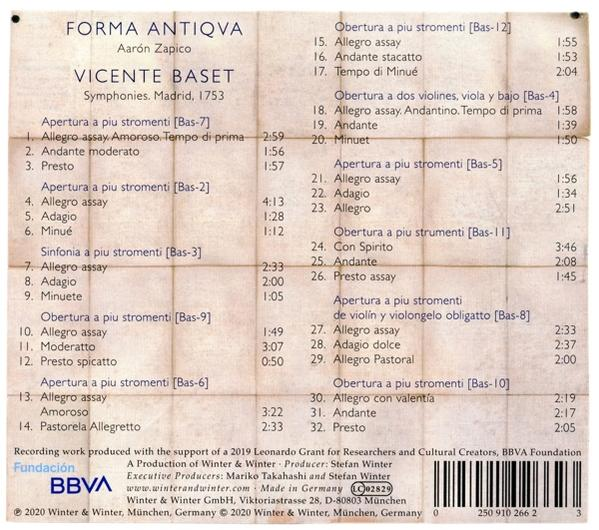 Aaron Forma Antiqva/zapico - Zapico,Vincente:Baset  - (CD)