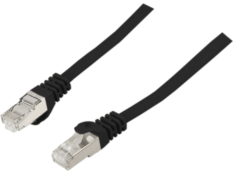 DIGITUS Flachband Patchkabel 1m, Cat6a, U/FTP, RJ-45, Schwarz (DK-1644-A-F-010/BL); Netzwerkkabel