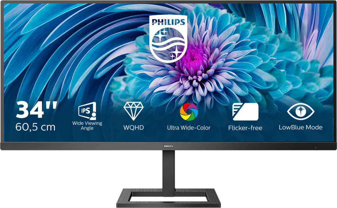 PHILIPS 345E2AE 34 Zoll  WQHD  Monitor  4 ms Reaktionszeit  