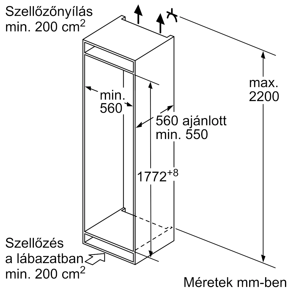 BOSCH KIV865SF0 Serie2 Beépíthető kombinált hűtőszekrény