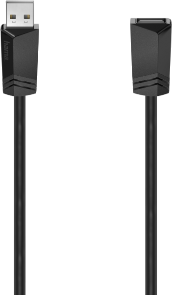 Câble d'extension USB noir. Connecteur USB-A à une extrémité.