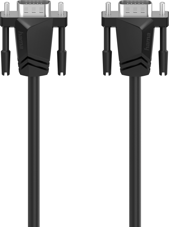 Deux câbles VGA noirs avec connecteurs sur fond blanc.