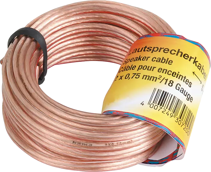 HAMA Câble pour enceinte 2 x 0,75 mm² 10 m Transparent (205141)