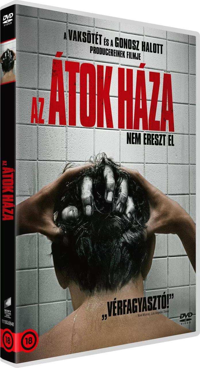 DVD borító: Egy férfi a fején a kezével, horrorfilm címe nagy piros betűkkel.