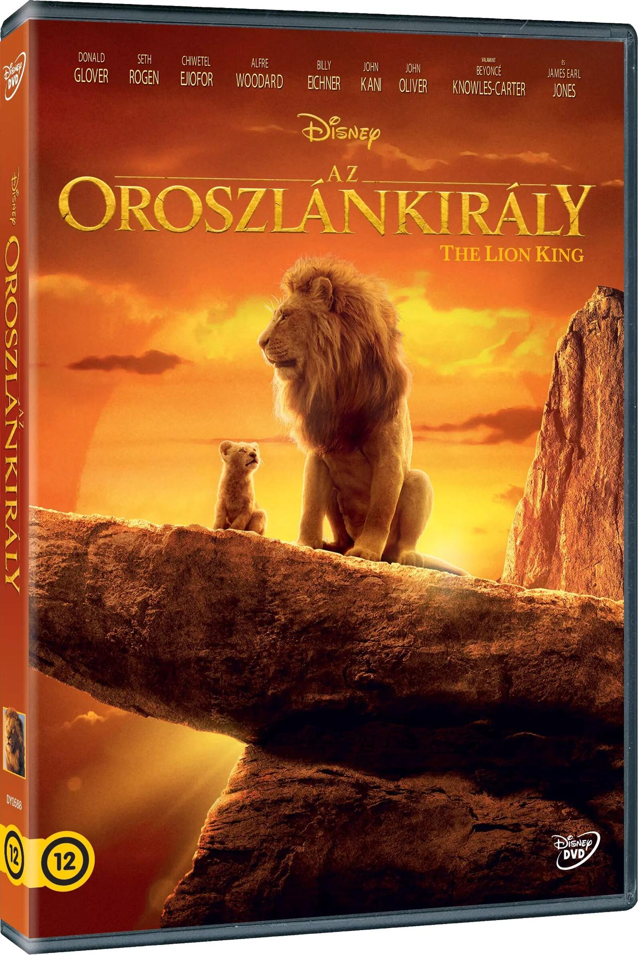 Az 'Oroszlánkirály' DVD-je, Simbával és Mufasával egy sziklán naplementekor.