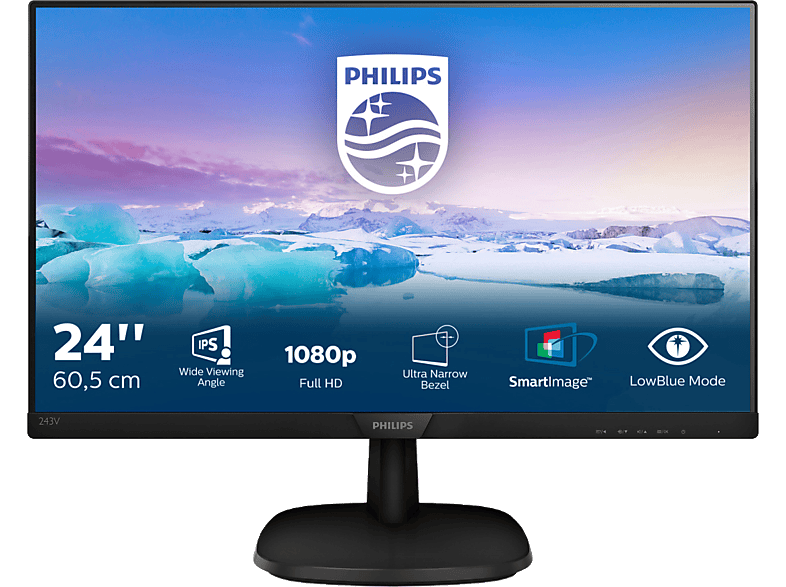 Monitor PHILIPS 243V7QDAB 24 Zoll Full-HD Monitor (4 ms Reaktionszeit
