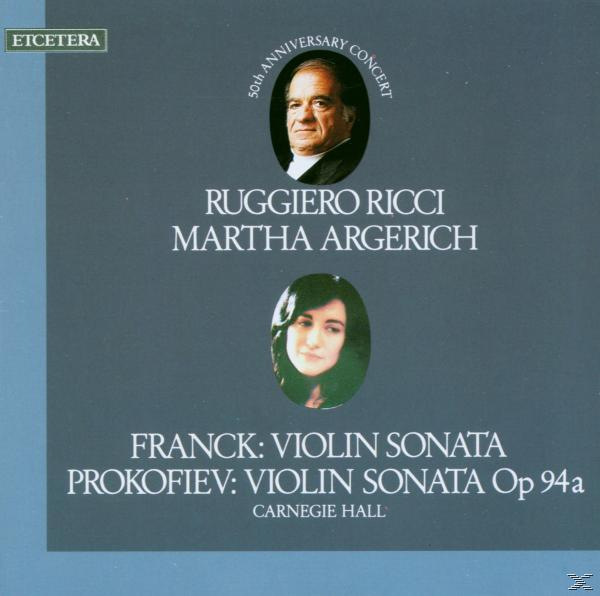 Pochette de CD avec portraits de Ruggiero Ricci et Martha Argerich, avec texte.
