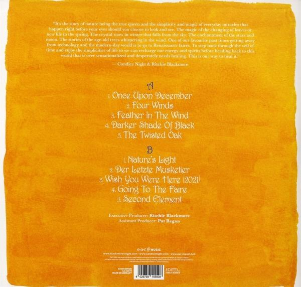 Pochette d'album avec liste de chansons et citation sur fond jaune.