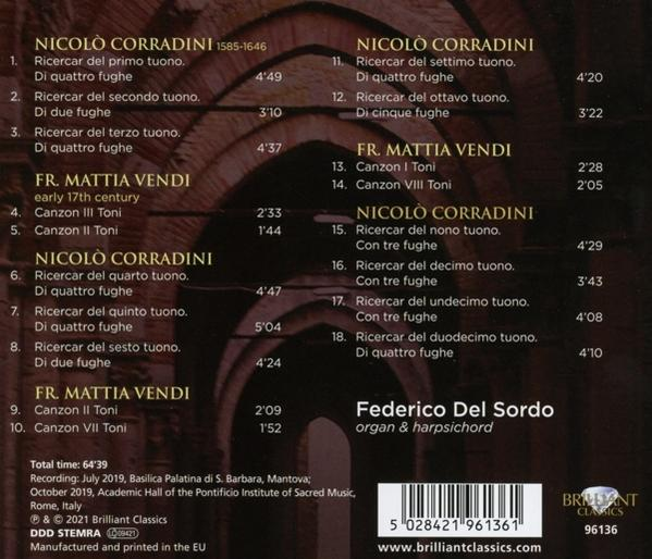 Federico Del Sordo - Corradini:12 Ricercari And Vendi:Canzoni  - (CD)