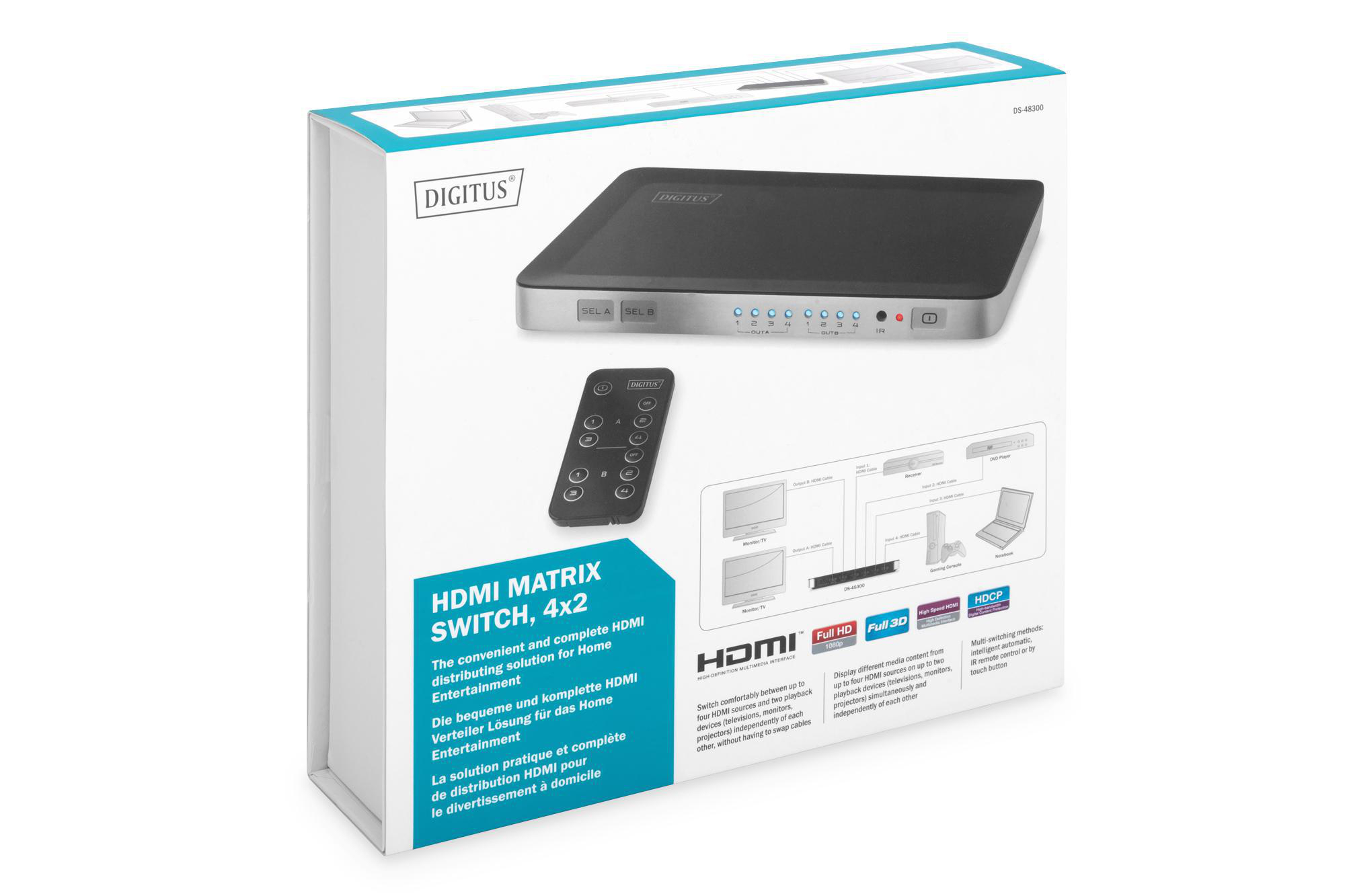 DIGITUS DS-48300, Schwarz, Silber