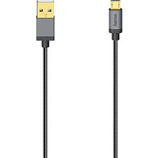 HAMA USB-kabel - microUSB Metal 75 cm Grijs (200500)