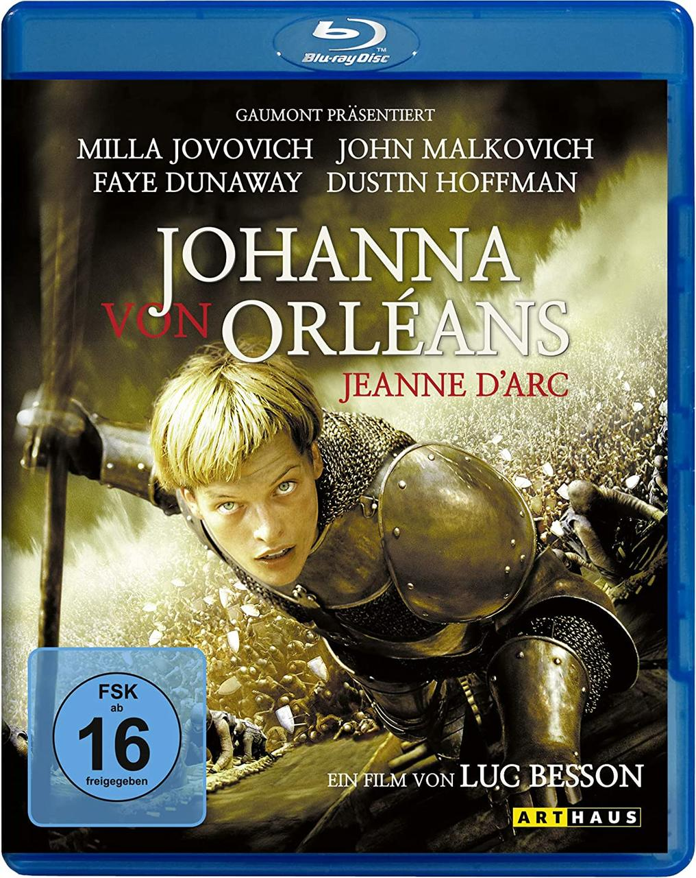 DVD-Cover des Films 'Johanna von Orleans', mit Milla Jovovich, mit einer mittelalterlichen Kriegsszene.