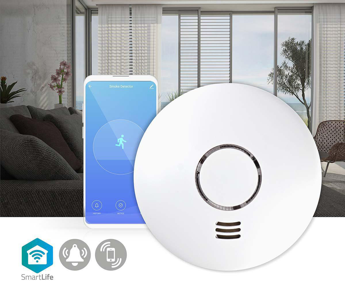 NEDIS SmartLife intelligens füstérzékelő, Wi-Fi, fehér (WIFIDS10WT)