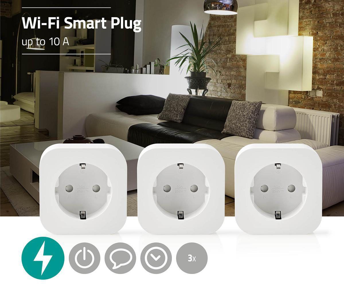 NEDIS SmartLife intelligens konnektor, Wi-Fi, 3-as csomag, fehér (WIFIP130FWT3)