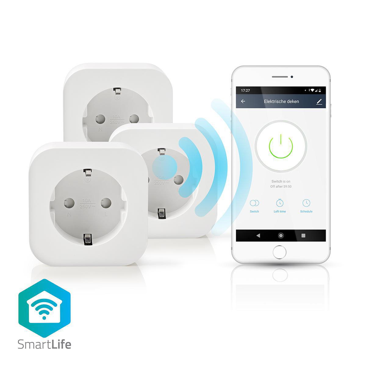 NEDIS SmartLife intelligens konnektor, Wi-Fi, 3-as csomag, fehér (WIFIP130FWT3)