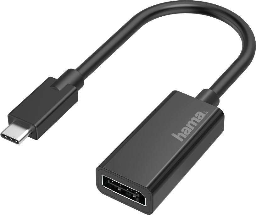 Black USB-C to DisplayPort adapter cable.