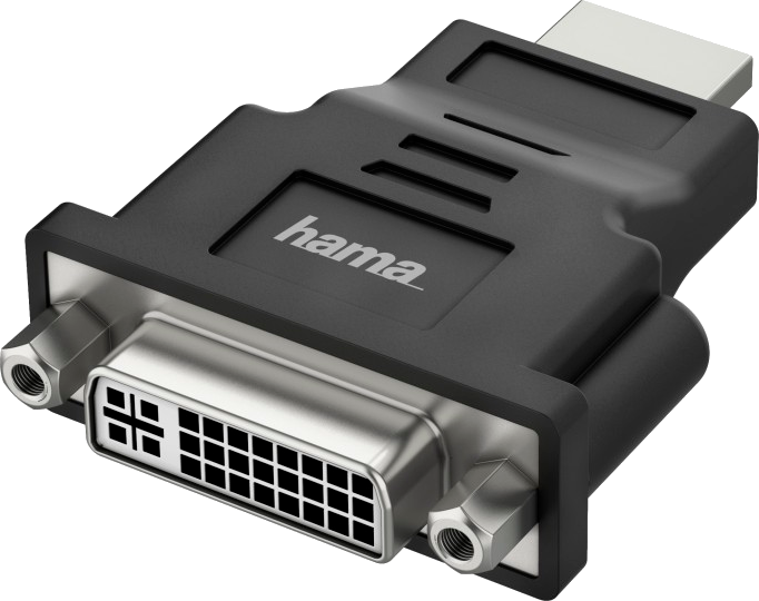 Adaptateur noir : DVI vers HDMI. 'hama' est écrit sur le côté.