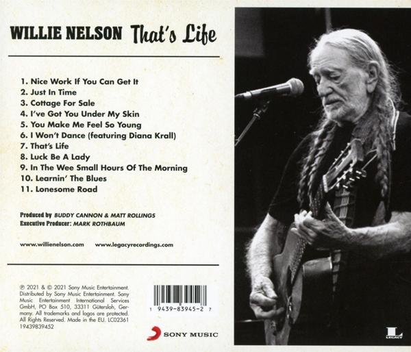 Willie Nelson 'That's Life' című albumának borítója, melyen gitárral és szöveggel látható.