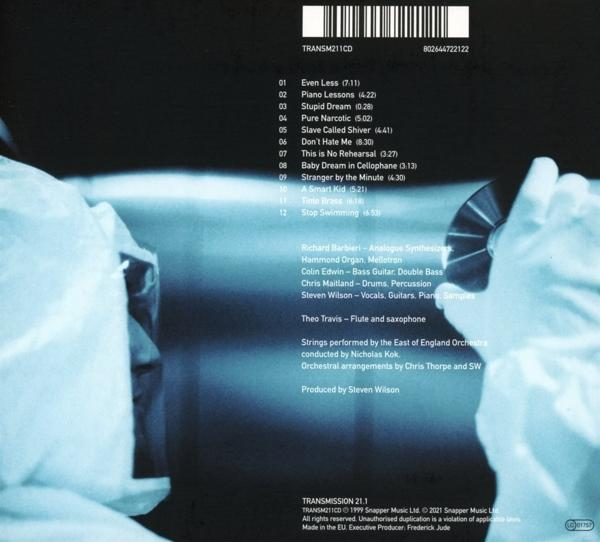 Albumcover mit Text und Titelliste, eine Hand hält eine CD, dunkler Hintergrund, weißer Text.