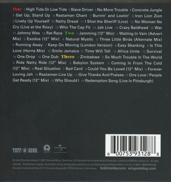 Album-Rückseite. Titelliste auf dunklem Hintergrund. Text in Weiß.