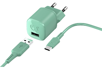 FRESH 'N REBEL USB Mini Charger 12 Watt met USB-C-kabel 1,5 Meter Lichtgroen