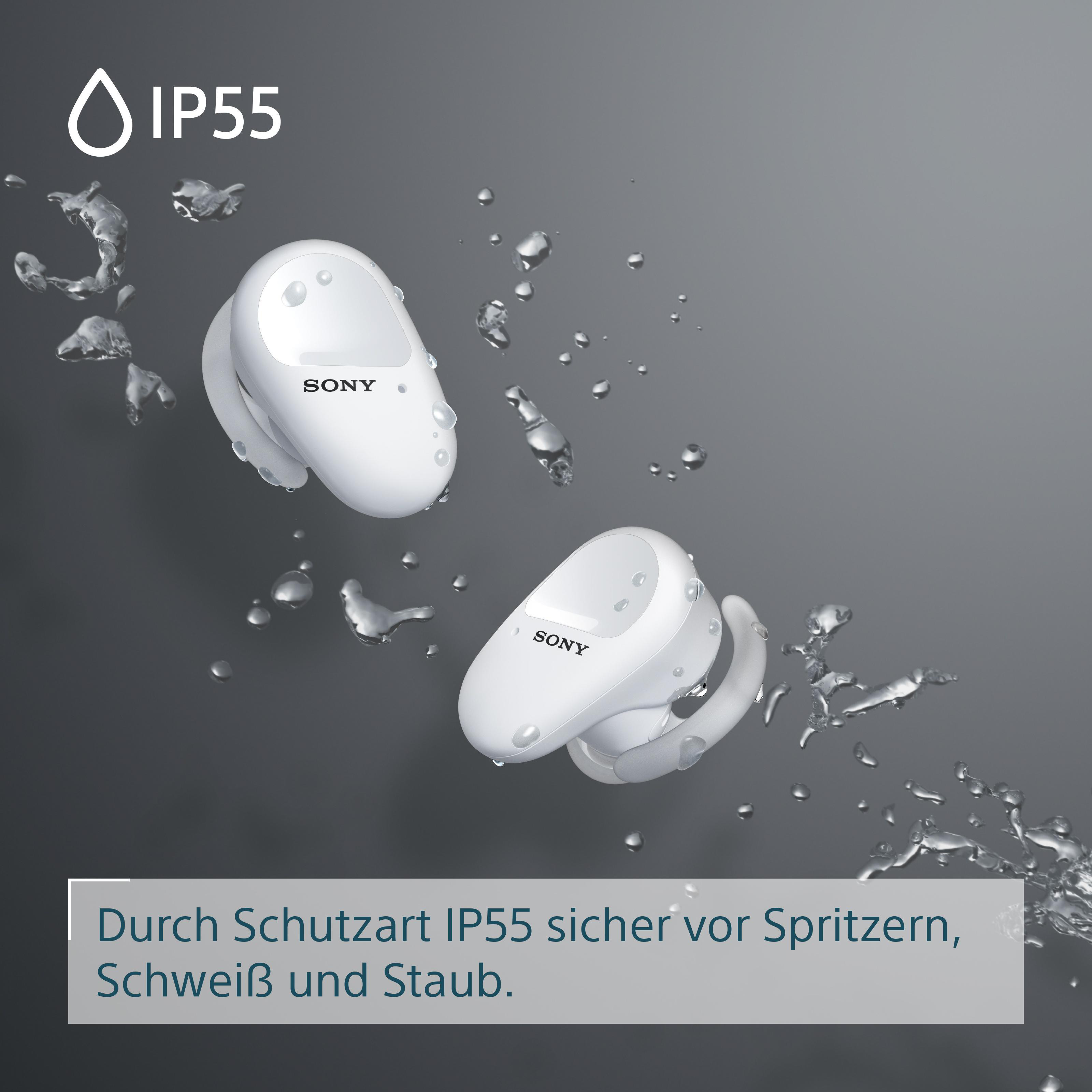 SONY WF-SP800N, Earbuds, Ladeetui, In-ear Kopfhörer Bluetooth Weiß