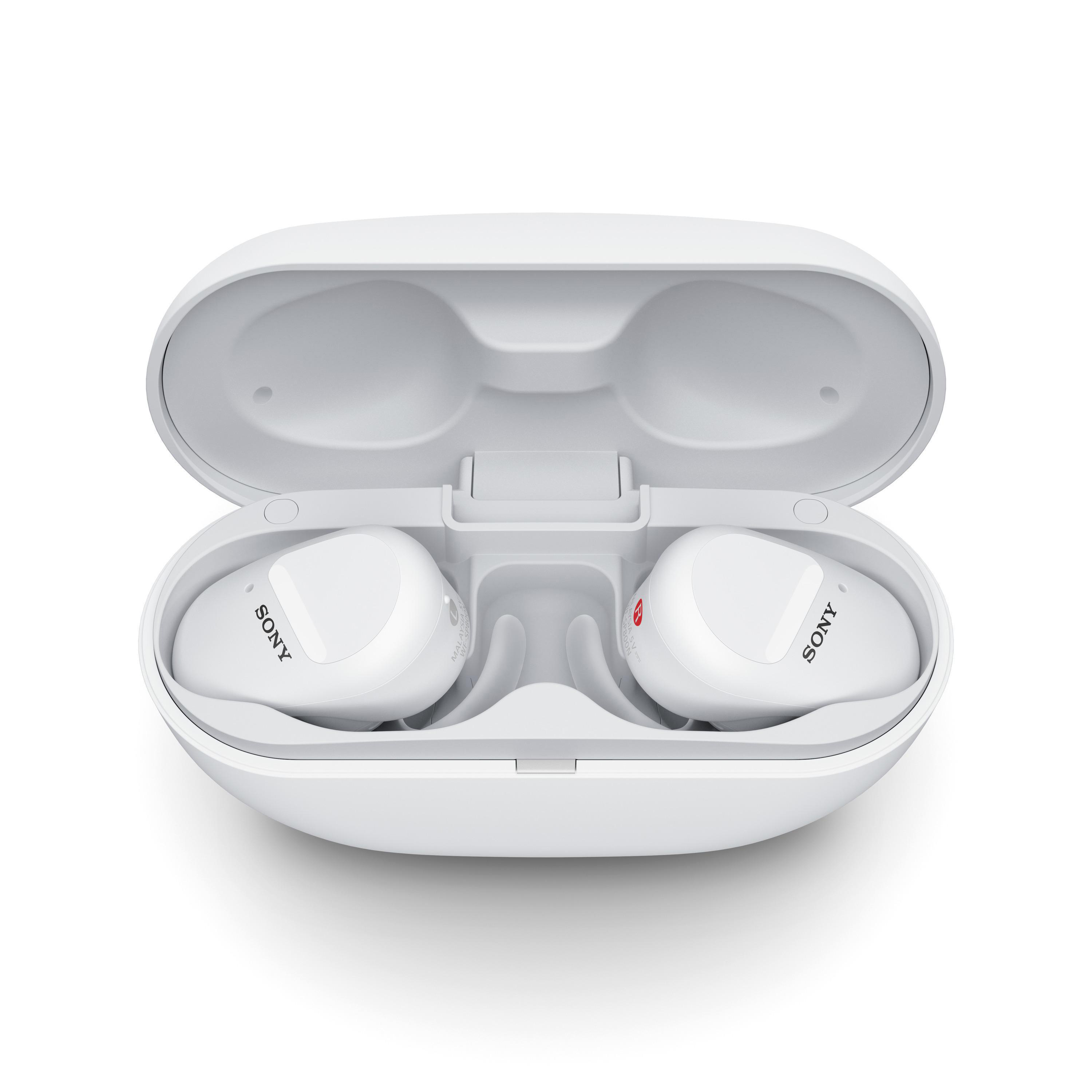 SONY WF-SP800N, Earbuds, Ladeetui, In-ear Kopfhörer Bluetooth Weiß