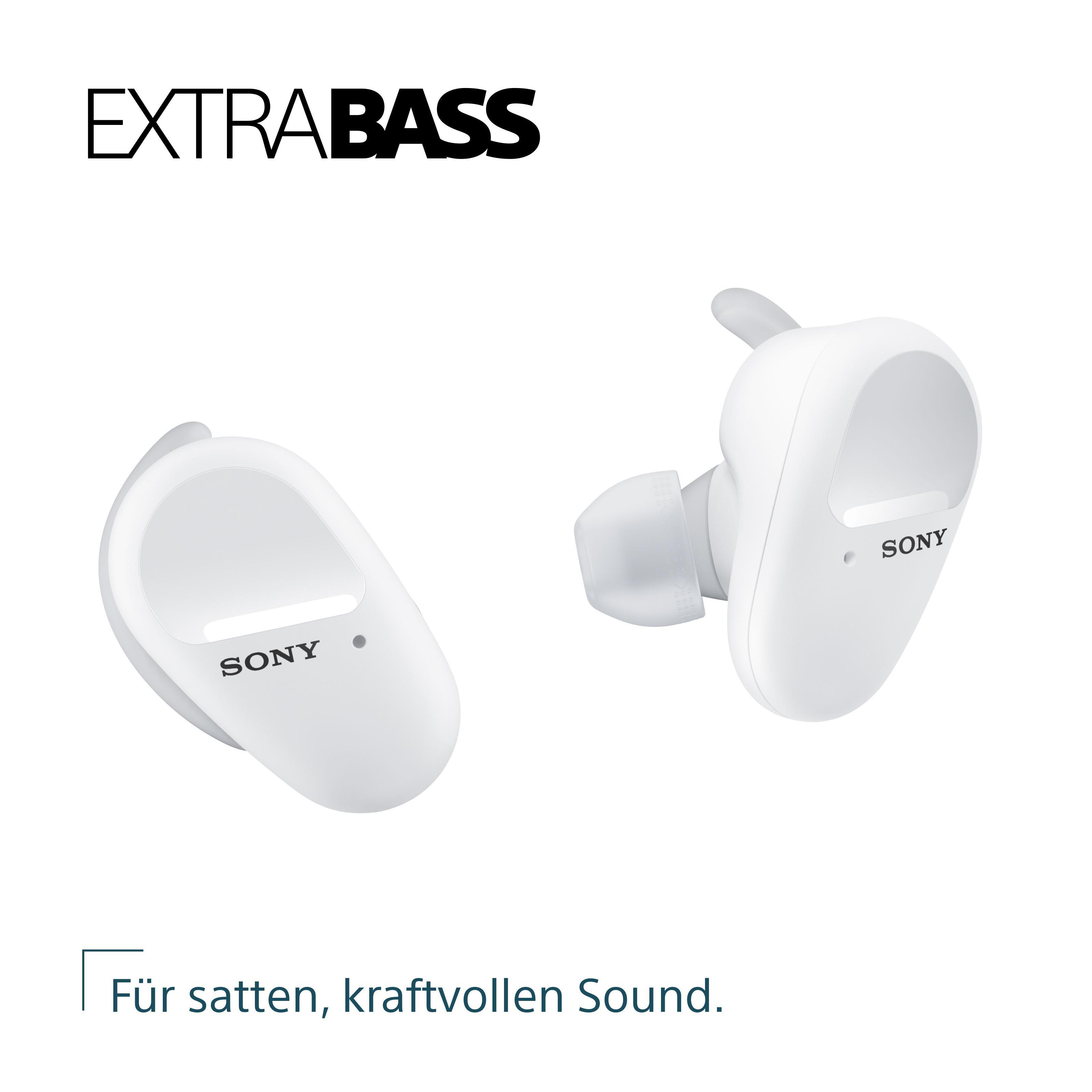 SONY WF-SP800N, Earbuds, Ladeetui, In-ear Kopfhörer Bluetooth Weiß