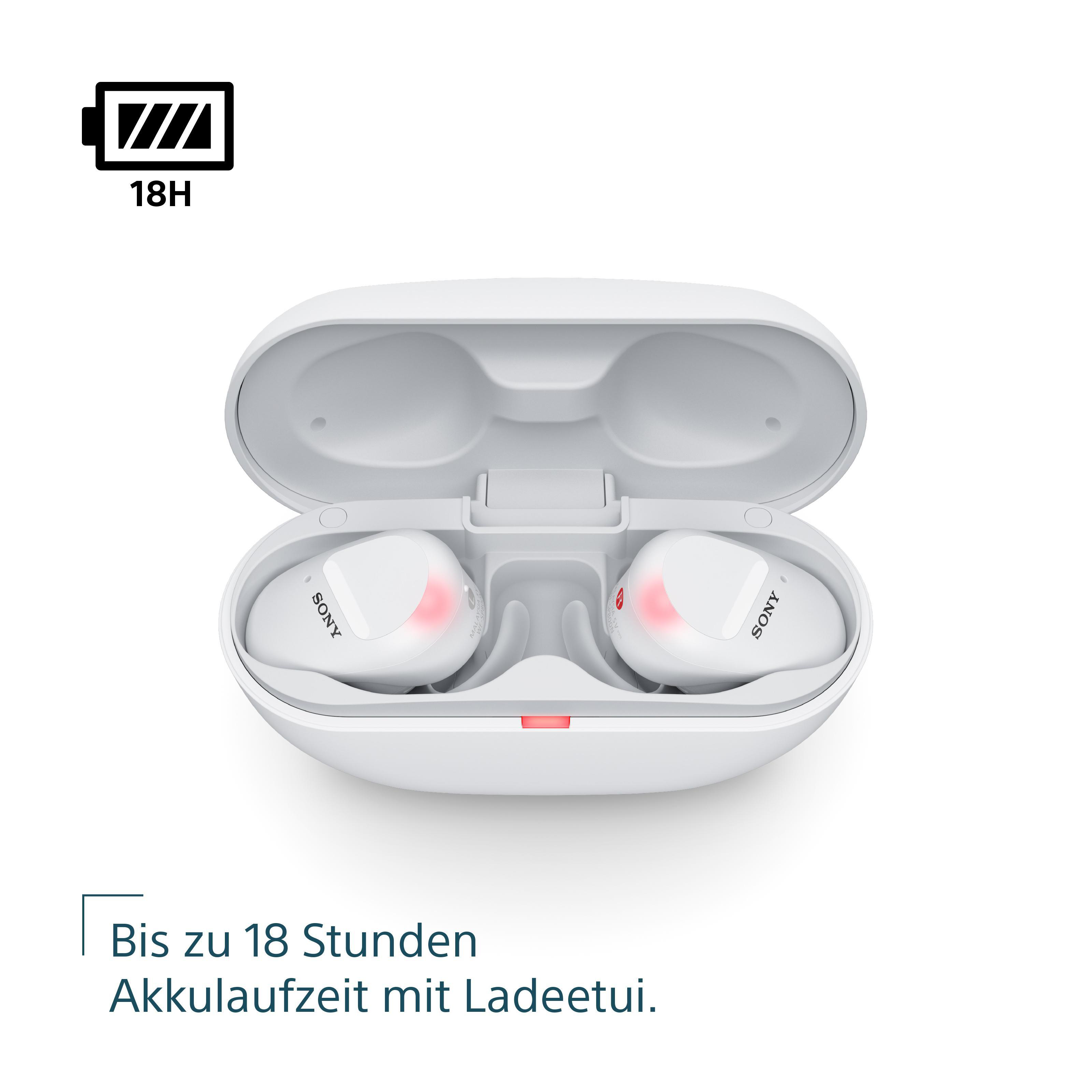 SONY WF-SP800N, Earbuds, Ladeetui, In-ear Kopfhörer Bluetooth Weiß