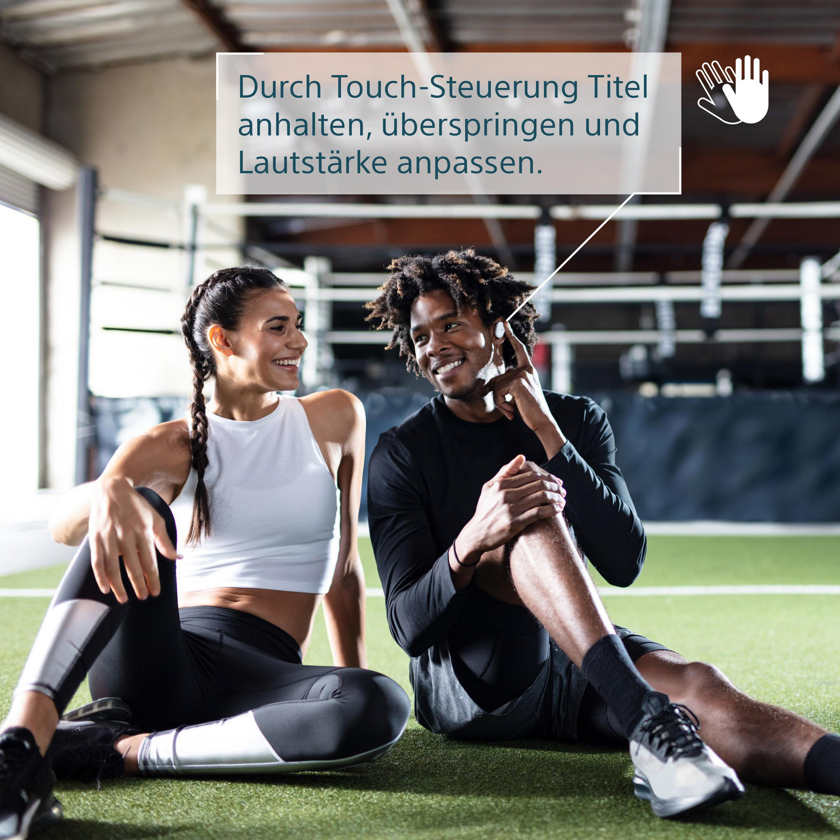SONY WF-SP800N, Earbuds, Ladeetui, In-ear Kopfhörer Bluetooth Weiß