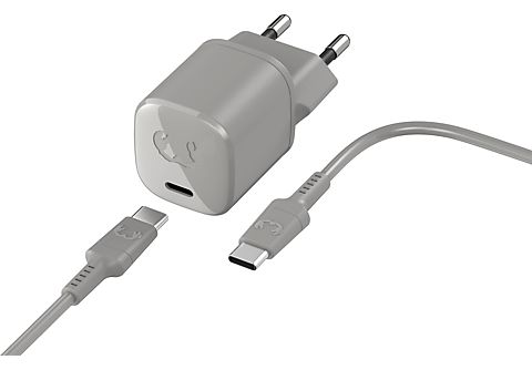 FRESH 'N REBEL USB-C Mini Charger 18 Watt met USB-C-kabel 1,5 Meter Lichtgrijs