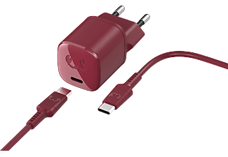 Fresh 'n Rebel - 18W USB-C Mini Fast Charger met Power Delivery + 1.5M USB-C Cable - Ruby Red