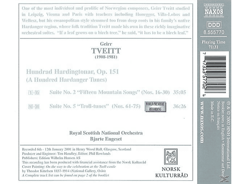 Thumbnail - Royal Scottish National Orchestra, Bjarte/rsno Engeset - Hundrad Hardingtonar (Suiten) (CD)