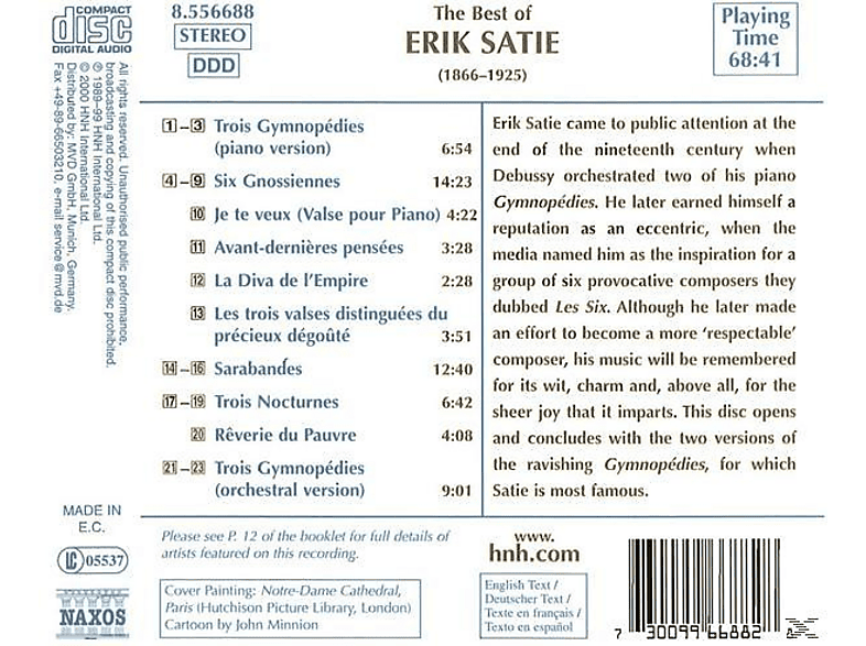 Thumbnail - VARIOUS - Best Of Satie (CD)