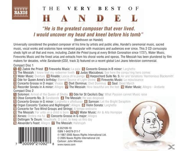 CD-Hülle hinten mit Text und einem Porträt eines Mannes mit Perücke.