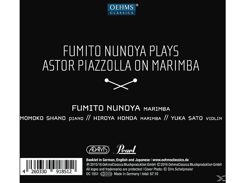 Thumbnail - Fumito/shano/honda/sato Nunoya - Piazzolla on Marimba (CD)