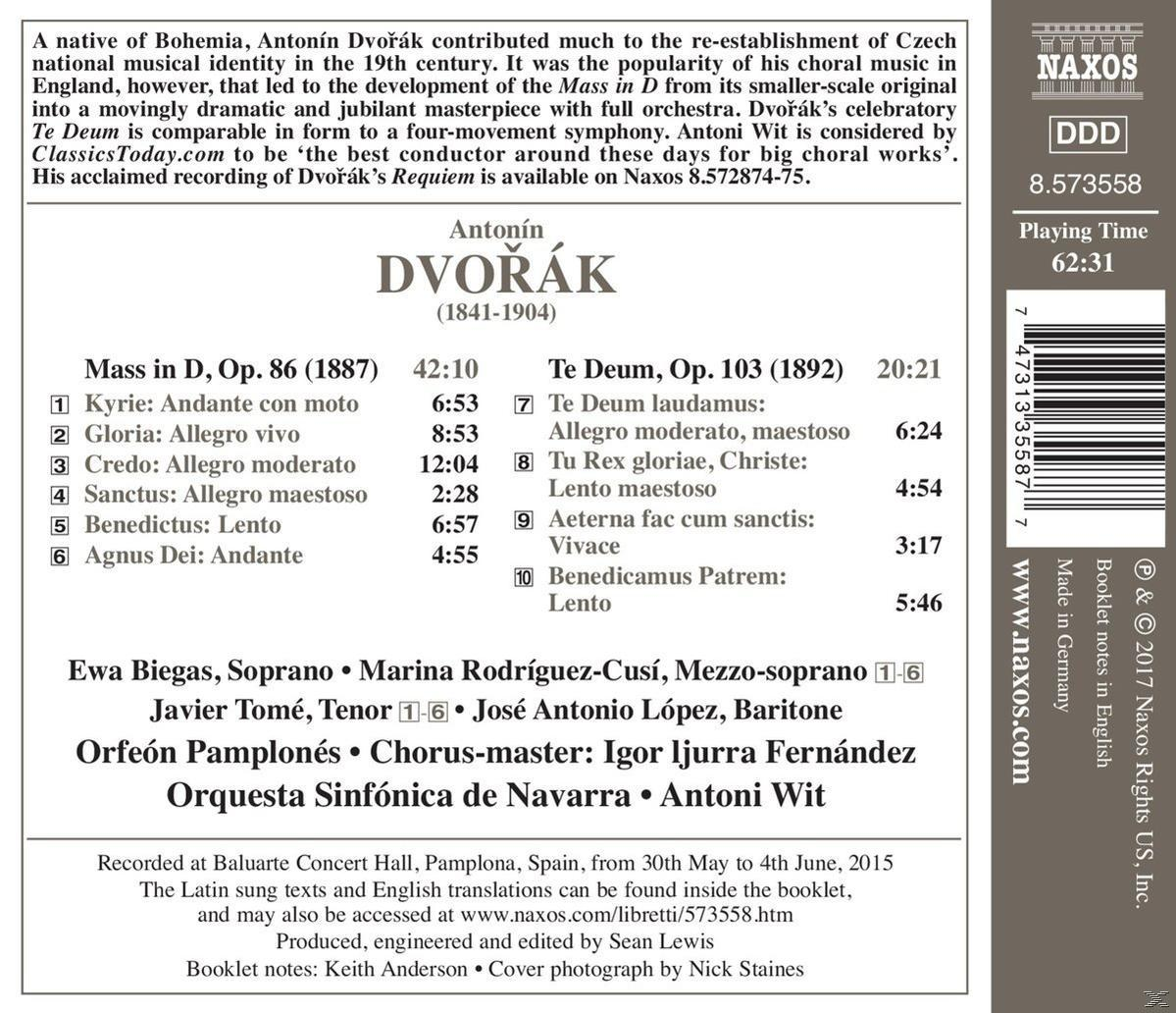 CD-Cover mit Text über die Werke von Antonín Dvořák. Blau und weiß.