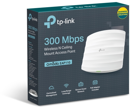 Box von tp-link WLAN-Zugangspunkt. Produktname auf der Box: Omada EAP110.