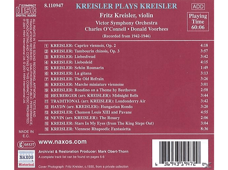 Thumbnail - Kreisler & Voorhees, Fritz - Spielt (CD)