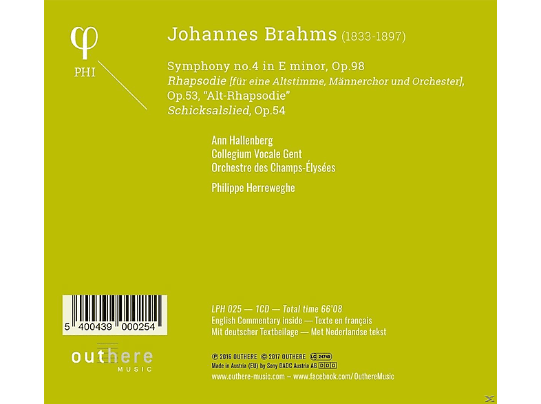 Thumbnail - Collegium Vocale Gent, Ann Hallenberg, Orchestre Des Champs-elysees - Sinfonien 2 & 4 (CD)