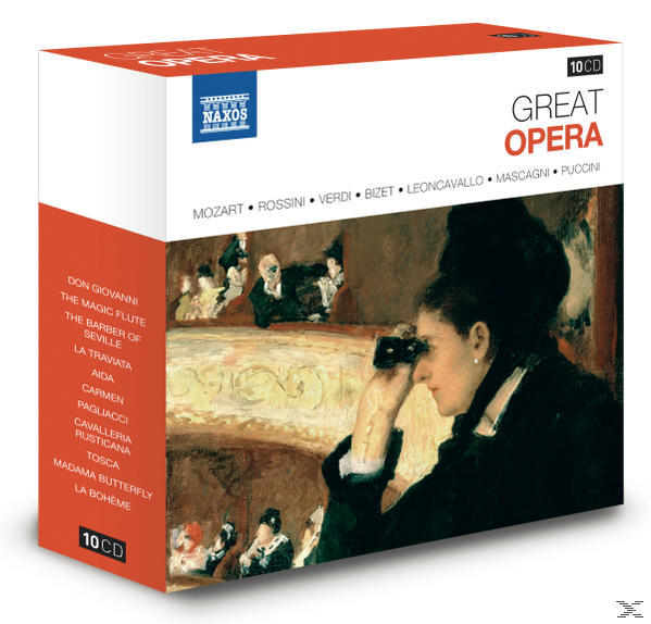 CD-Box-Set mit einem Gemälde von Opernsängern. Es steht 'Great Opera' darauf.