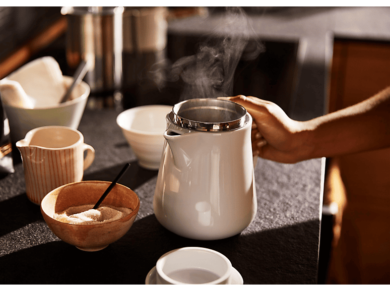 TCHIBO Keramik Kaffeebereiter Weiß/Silber