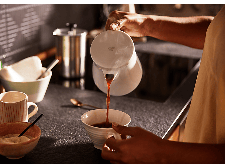 TCHIBO Keramik Kaffeebereiter Weiß/Silber