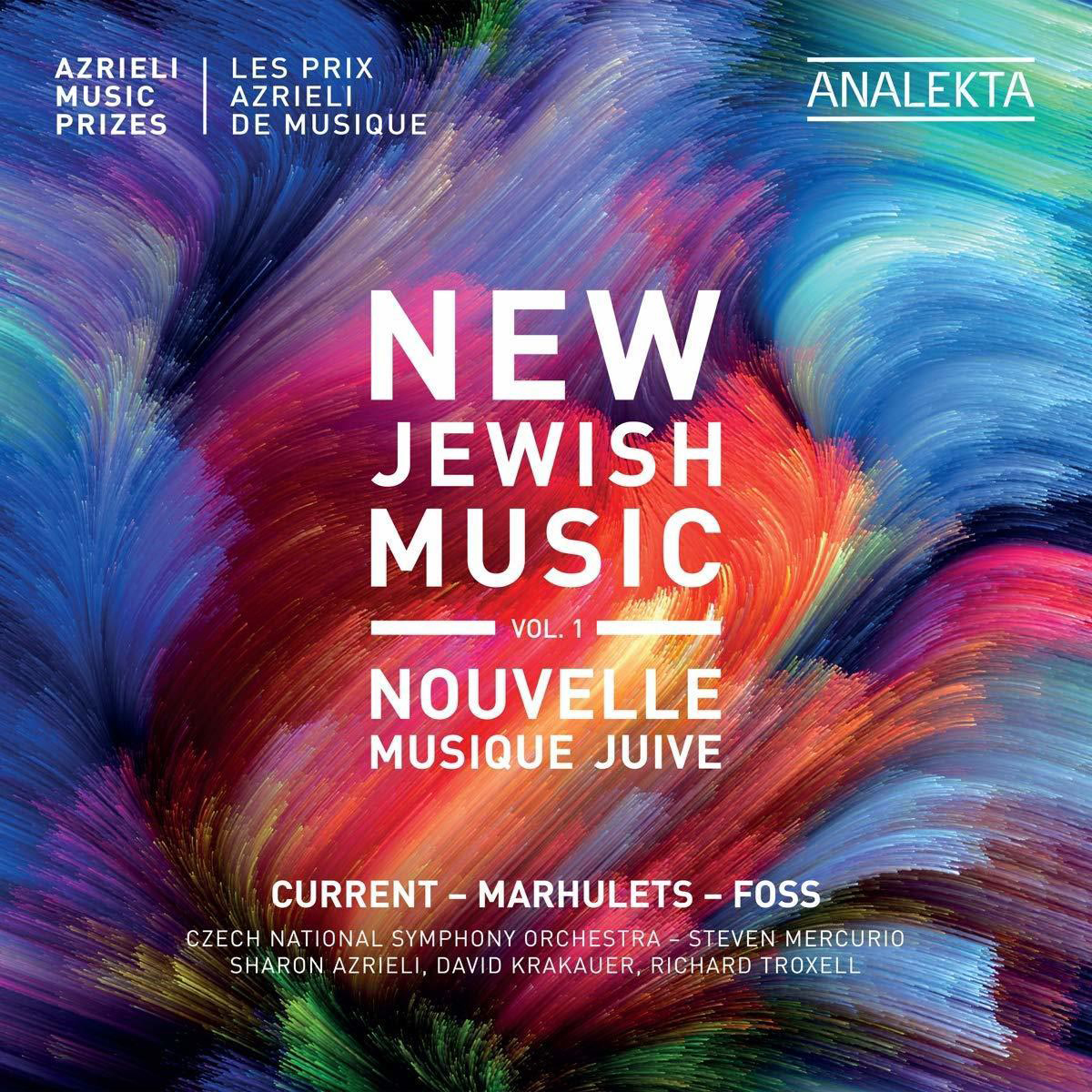 Ein Albumcover mit bunten Farbstrichen und weißem Text mit der Aufschrift New Jewish Music.