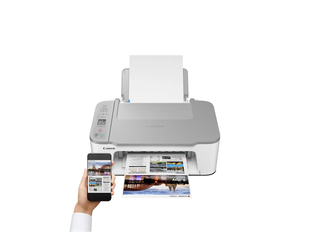 Impresora multifunción - Canon TS3451, Blanco/Negro y Color, 4800 x 1200 DPI, 7 ppm, Con escáner, Blanco