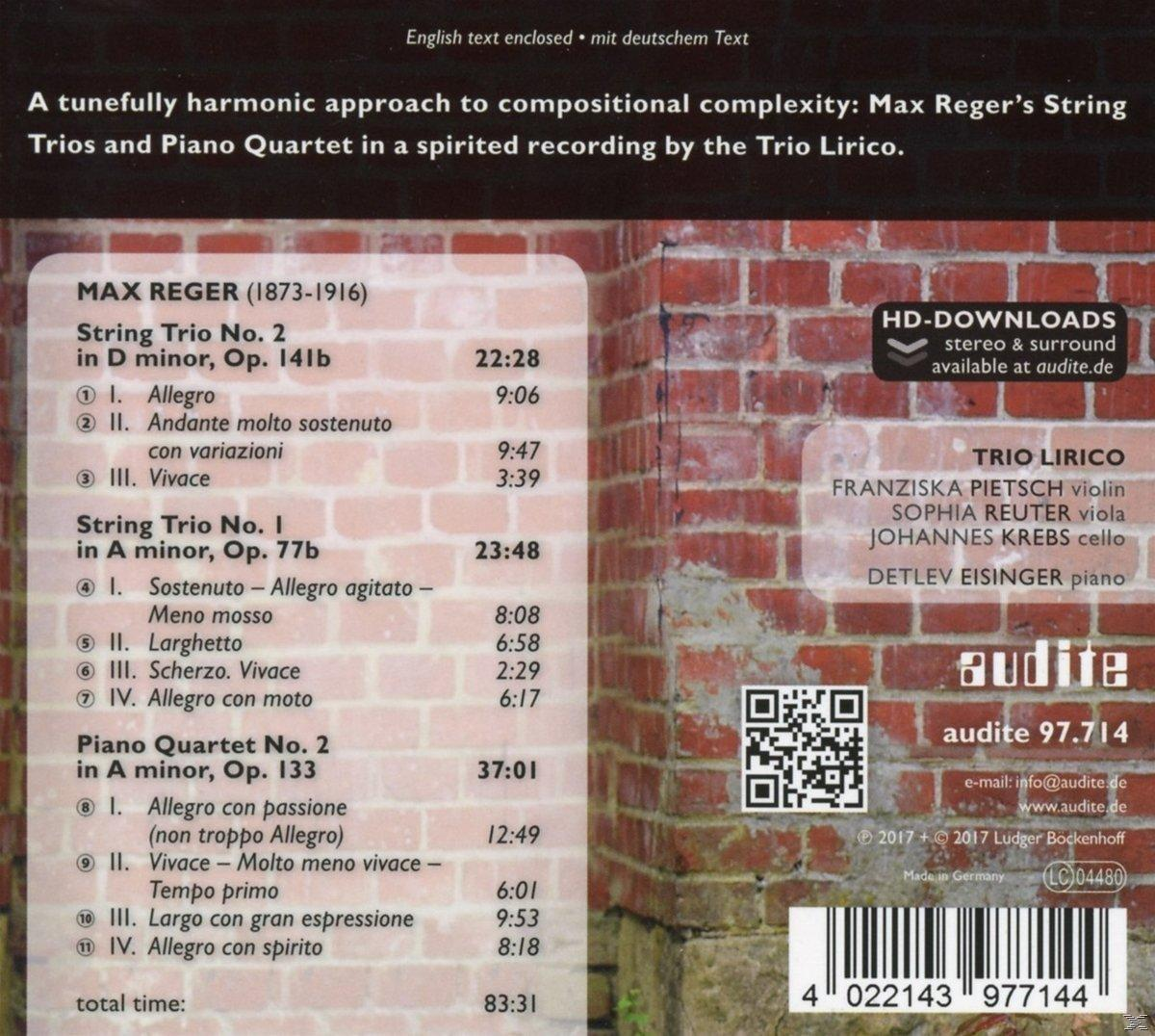 Detlev Eisinger, Trio Lirico - String Trios & Piano Quartet  - (CD)