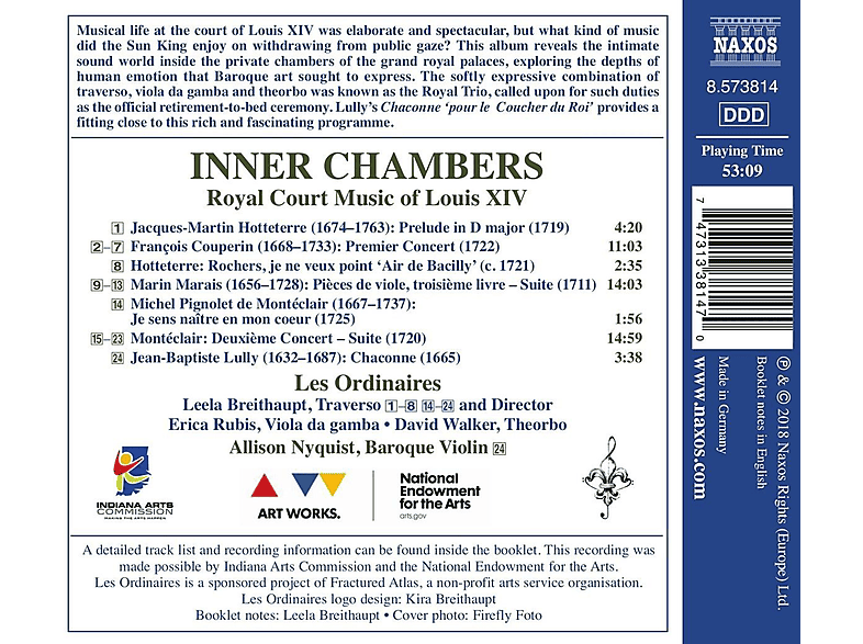 Thumbnail - Les Ordinaires - Inner Chambers: Royal Court Music of Louis XIV (CD)